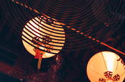 A traditional family holiday: Lanterns hung to celebrate the Mid-Autumn Festival, a lunar festival.