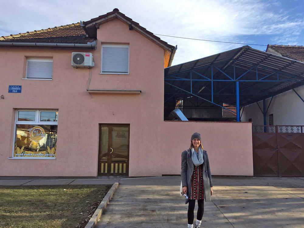 A family from Kosovo now runs a bakery in the house where Sonja Poschenrieder's Uropa Seppi used to live.