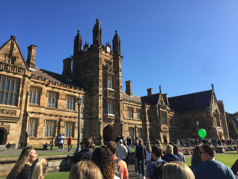 The Welcome Day at the University of Sydney was classically Australian with demonstrations of Aboriginal dances and surfing tips.