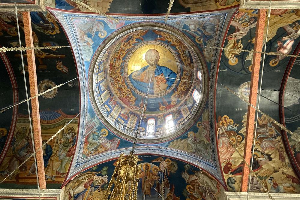 Vaulted ceiling of the Xenophontos Monastery on the Athos peninsula