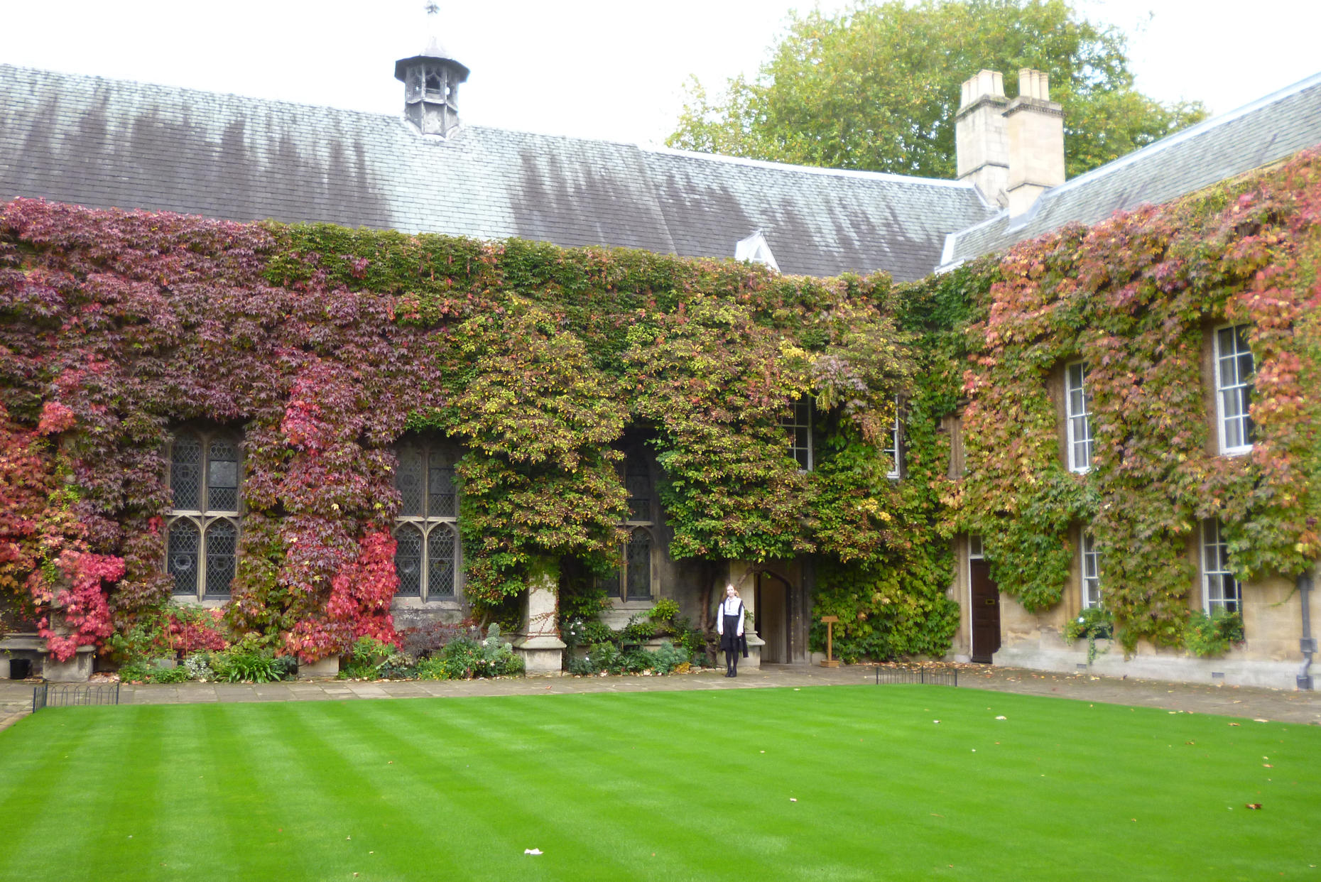 Lincoln College: The main quad in autumn– our correspondent appears in the background, wearing “subfusc.”