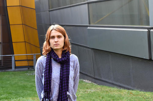 Katarzyna Lisowska in front of the Philological Library of Freie Universität Berlin, where she did research for her doctoral thesis.