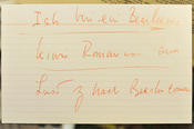 Important sentence, small index card: The phrase “Ich bin ein Berliner” was jotted down with the “correct” pronunciation.