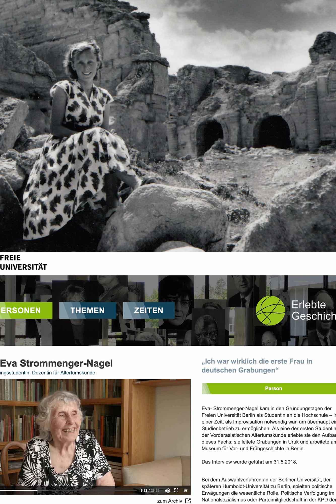 „Ich war wirklich die erste Frau in deutschen Grabungen“, erinnert sich Dr. Eva- Strommenger-Nagel – das Foto oben zeigt sie bei einer Exkusion (1956). Sie war auch eine der ersten Studentinnen der Vorderasiatischen Altertumskunde.