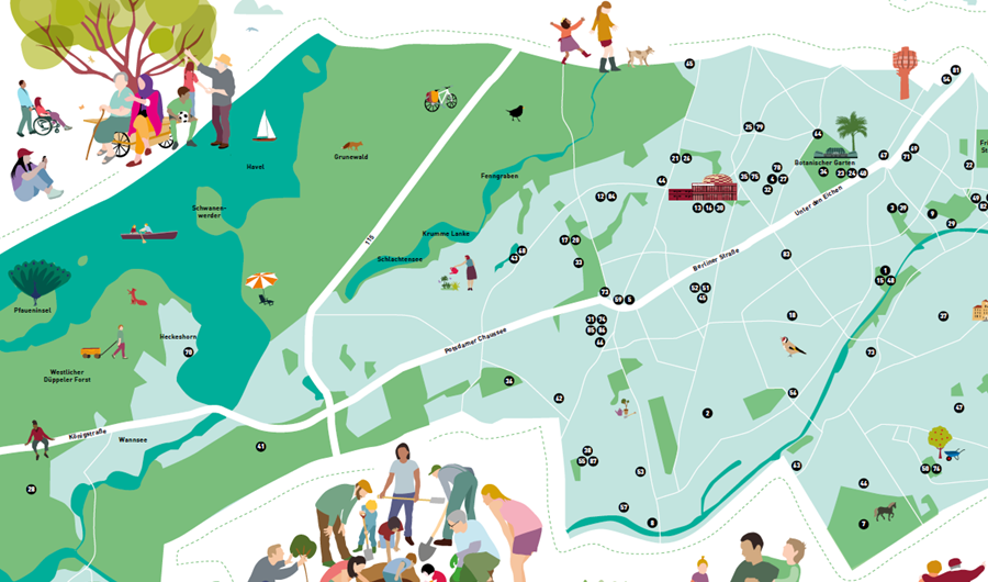 Print-Karte der Bildungslandschaft Steglitz-Zehlendorf