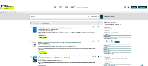 Screenshot Semsterliste Primo