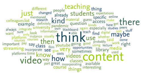 Wortwolke aus den häufigsten Begriffen der Interviews an der Freien Universität.